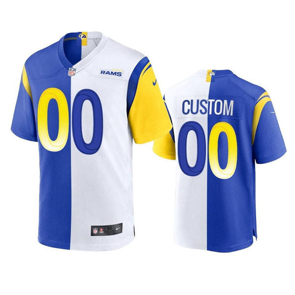 Custom Los Angeles Rams royal-white Split jersey