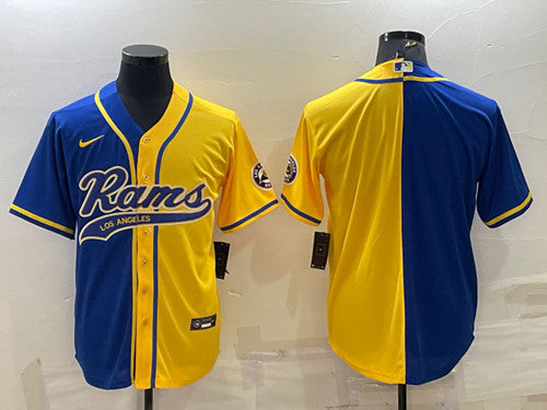 Custom Los Angeles Rams royal-yellow Split jersey