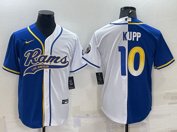 Custom Los Angeles Rams royal-white Split jersey