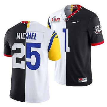 X Georgia Bulldogs Los Angeles Rams black-white Split jersey