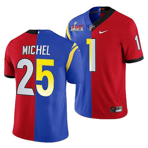 X Georgia Bulldogs Los Angeles Rams red-royal Split jersey