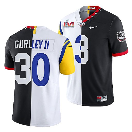 X Georgia Bulldogs Los Angeles Rams black-white Split jersey