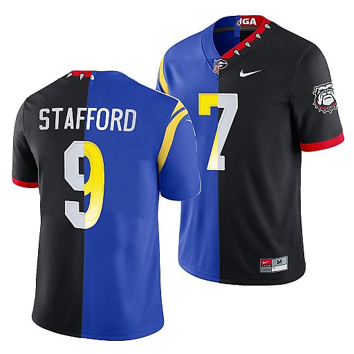X Georgia Bulldogs Los Angeles Rams black-royal Split jersey