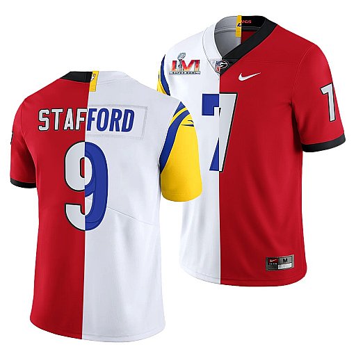 X Georgia Bulldogs Los Angeles Rams red-white Split jersey