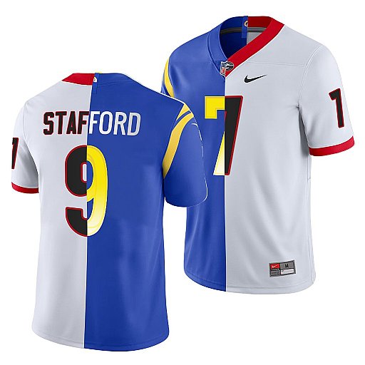 X Georgia Bulldogs Los Angeles Rams white-royal Split jersey