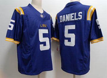 Jayden Daniels LSU Tigers blue FUSE jersey