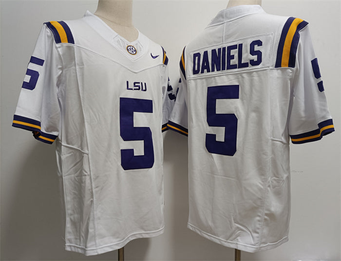 Jayden Daniels LSU Tigers white FUSE jersey