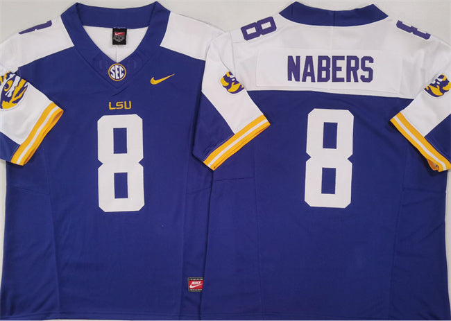 Malik Nabers LSU Tigers purple-white FUSE jersey