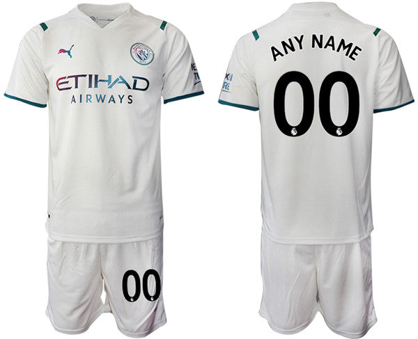 Custom Manchester City white Away jersey