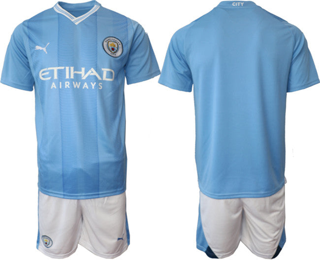 Custom Manchester City blue Home jersey
