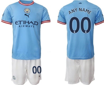 Custom Manchester City blue Home jersey