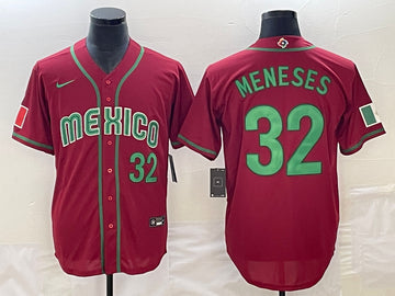 Joey Meneses Mexico Baseball red Classic jersey
