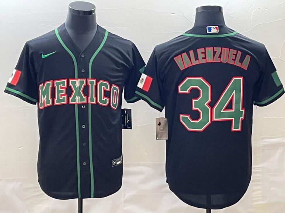 Custom Mexico Baseball black jersey