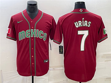 Custom Mexico Baseball red Classic jersey