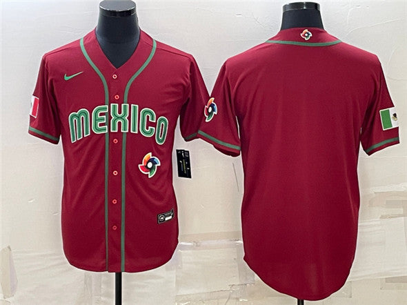 Custom Mexico Baseball red Classic jersey