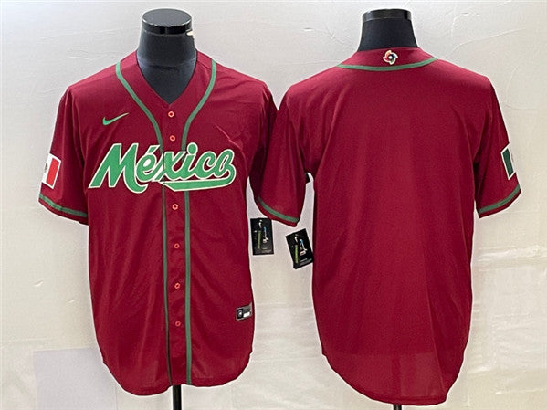 Custom Mexico Baseball red Classic jersey
