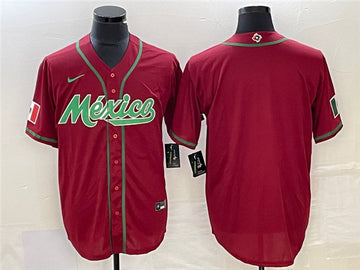 Custom Mexico Baseball red Classic jersey