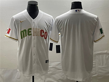 Custom Mexico Baseball white Classic jersey