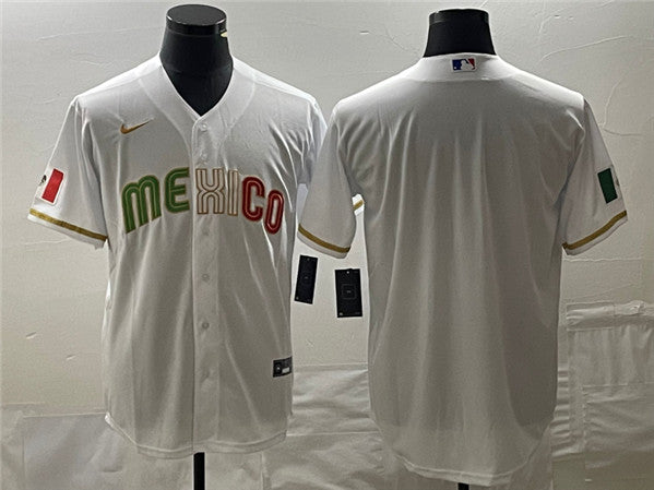 Custom Mexico Baseball white Classic jersey