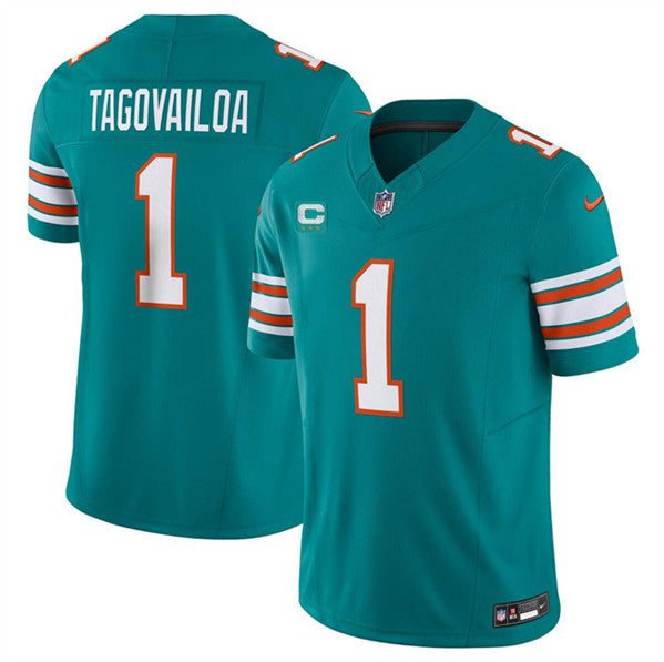 Miami Dolphins #1 Tua Tagovailoa Aqua 2024 FUSE Alternate With 3-Star C Patch Jersey