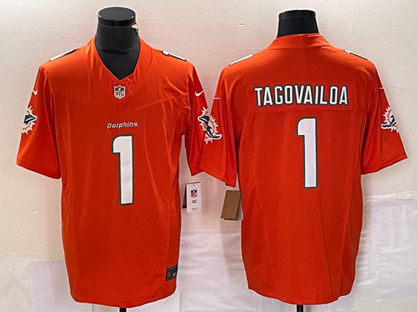 Miami Dolphins #1 Tua Tagovailoa Orange 2023 FUSE Jersey