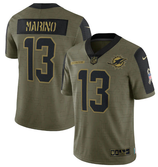 Dan Marino Miami Dolphins olive Salute To Service jersey
