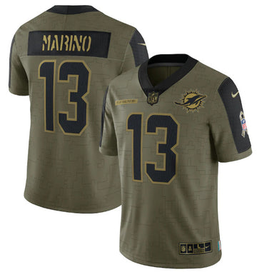 Dan Marino Miami Dolphins olive Salute To Service jersey