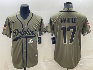 Jaylen Waddle Miami Dolphins olive Salute To Service jersey