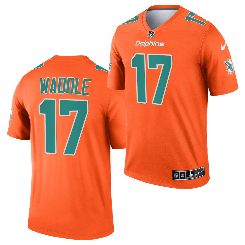 Jaylen Waddle Miami Dolphins orange Inverted Legend jersey
