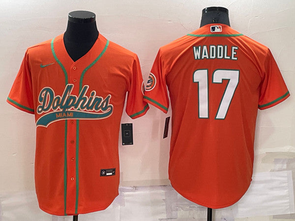 Jaylen Waddle Miami Dolphins orange jersey