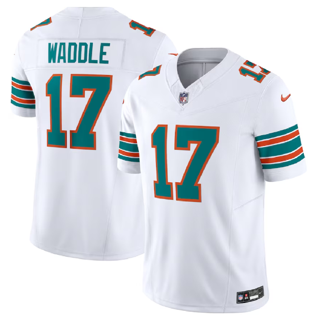 Jaylen Waddle Miami Dolphins white FUSE jersey