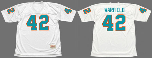 Miami Dolphins #42 Paul warfield White 1972 Throwback Jersey