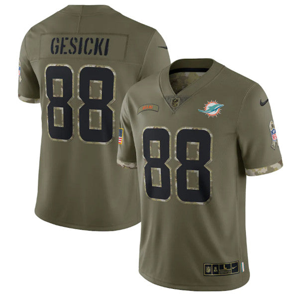 Mike Gesicki Miami Dolphins olive Salute To Service jersey