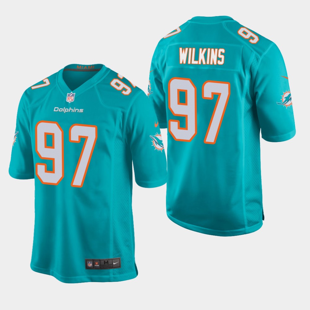 Christian Wilkins Miami Dolphins aqua jersey