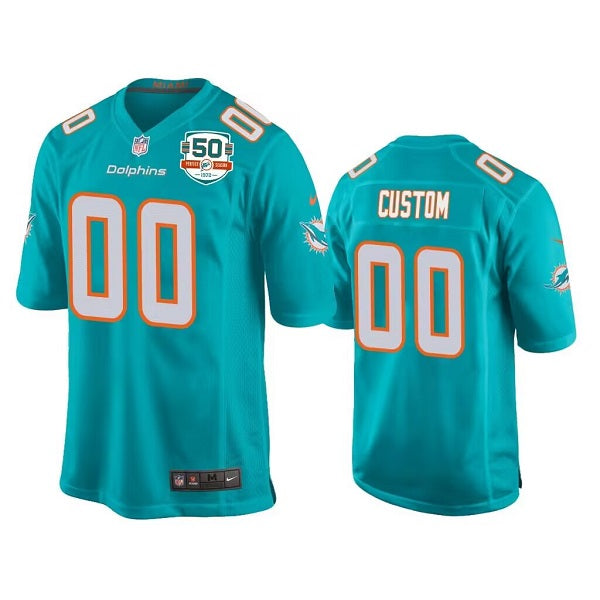 Custom Miami Dolphins aqua Game jersey