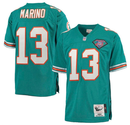 Miami Dolphins Custom Mitchell & Ness Aqua Throwback Jersey