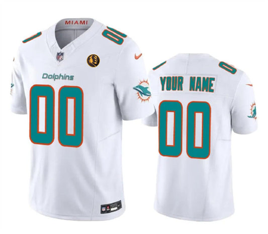 Miami Dolphins Custom White 2023 FUSE With John Madden Patch Jersey