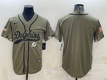 Custom Miami Dolphins olive Salute To Service jersey