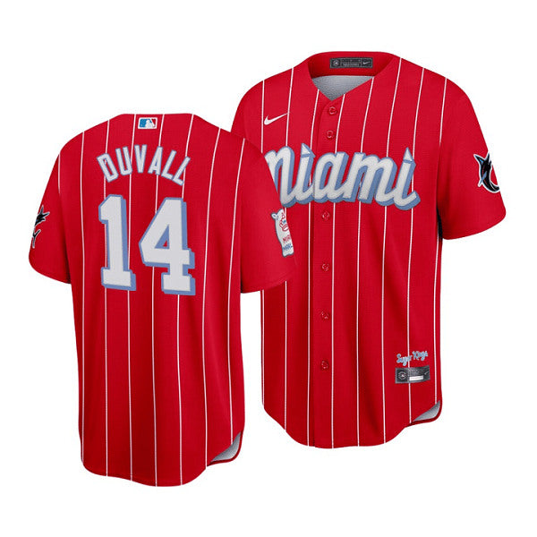 Adam Duvall Miami Marlins red City Connect jersey