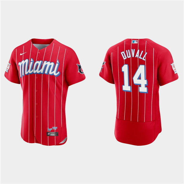 Adam Duvall Miami Marlins red City Connect jersey