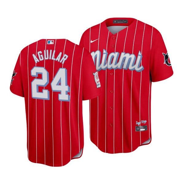 Jesus Aguilar Miami Marlins red City Connect jersey
