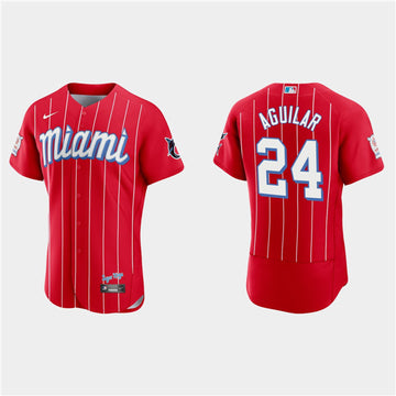 Jesus Aguilar Miami Marlins red City Connect jersey