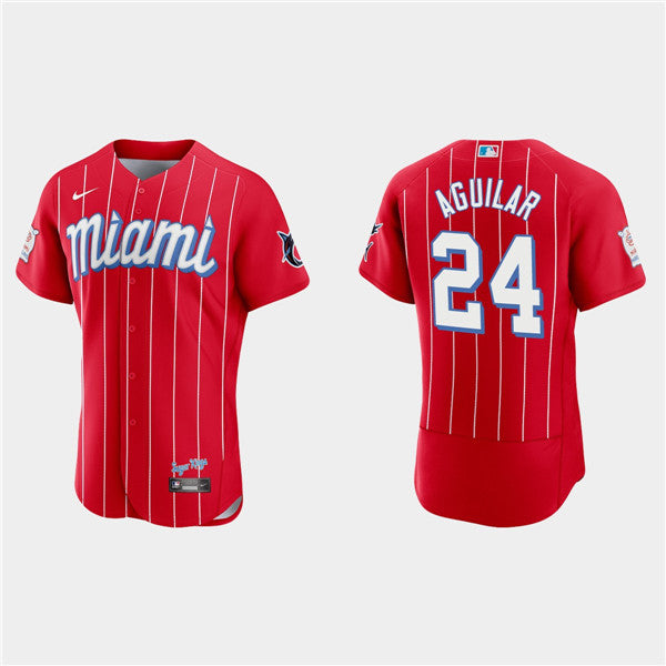 Jesus Aguilar Miami Marlins red City Connect jersey