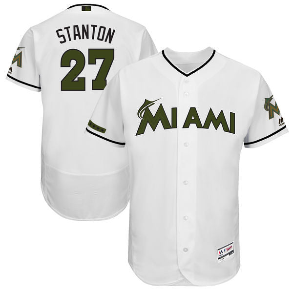 Giancarlo Stanton Majestic Miami Marlins white Authentic jersey