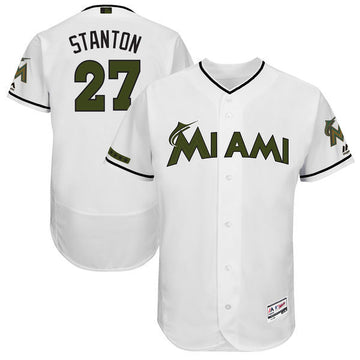 Giancarlo Stanton Majestic Miami Marlins white Authentic jersey