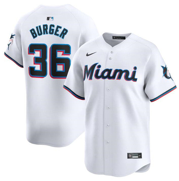 Jake Burger Miami Marlins white Home jersey