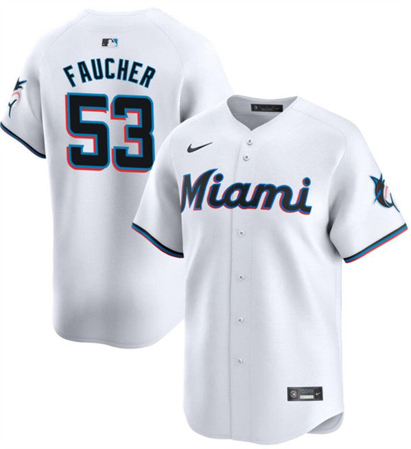 Calvin Faucher Miami Marlins white Home jersey