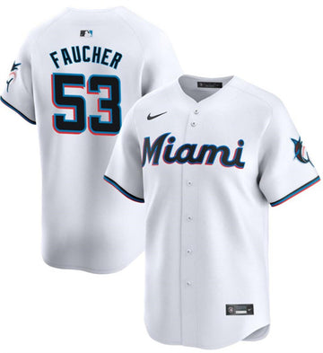 Calvin Faucher Miami Marlins white Home jersey