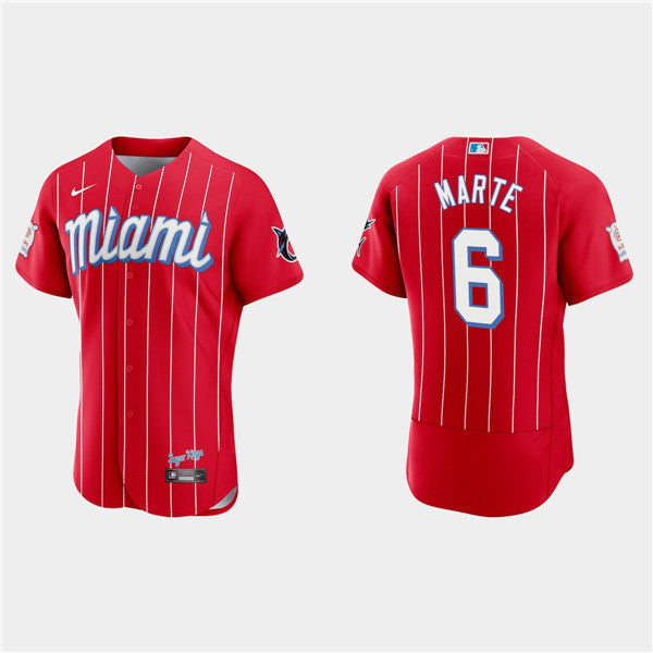 Starling Marte Miami Marlins red City Connect jersey