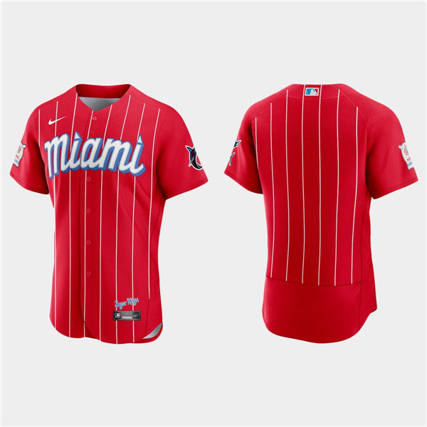 Custom Miami Marlins red City Connect jersey